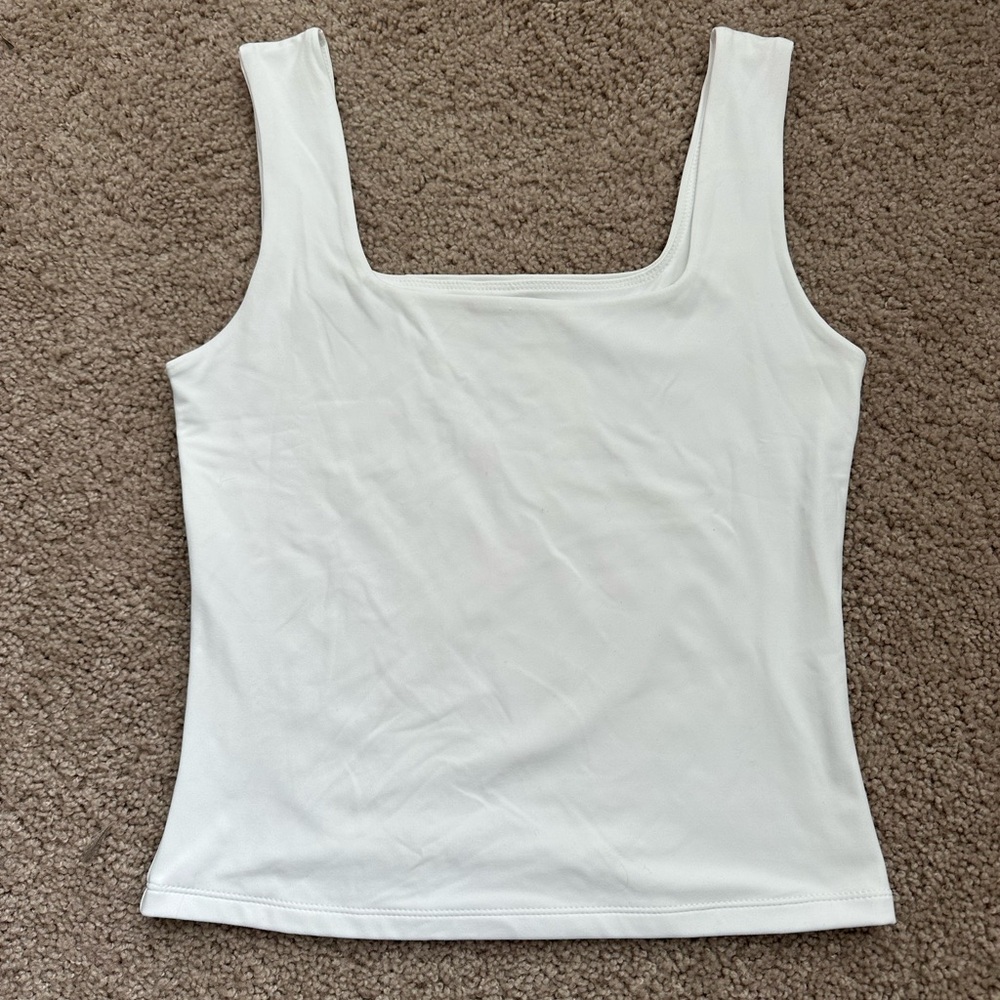 Elegant White Square Neck Tank Top